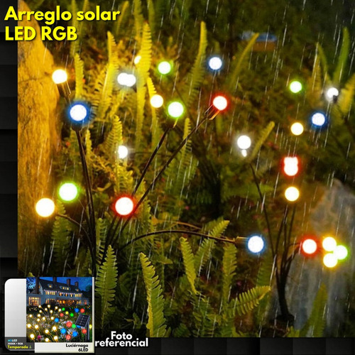 Arreglo Solar Led 3000k+rgb Tipo Luciernaga 6led