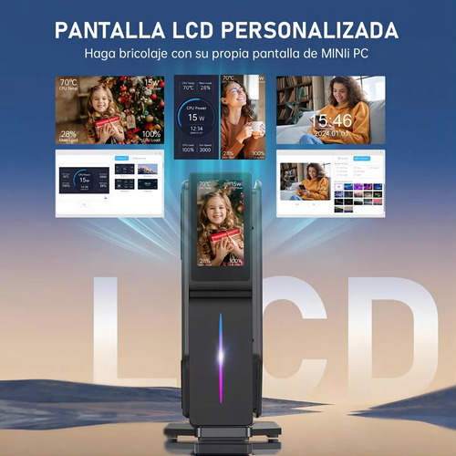 Acemagic S1 Mini Pc, 12ª N97 16gb Ddr4 512gb M.2 Ssd Mini Computadoras Con Visualización Lcd De Bricolaje, Micro Pc De Doble Canal Con Luz Rgb 4k Visualización Dual, Compatible Con 4k/wifi