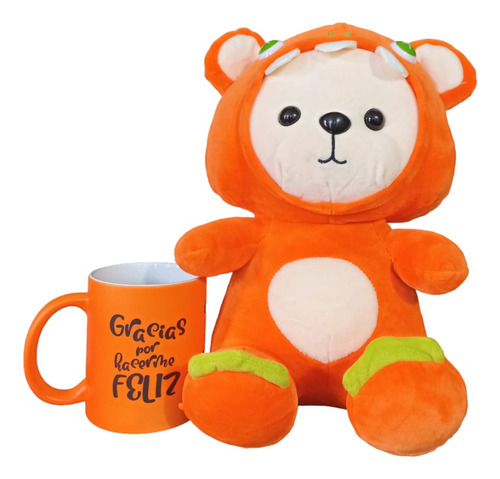 Mug Con Peluche Osito Disfrazado De Dinosaurio