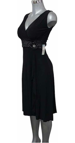 Elegante Vestido Negro De Fiesta Cuello V Para Dama Talla M