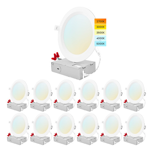 Luxrite Paquete De 12 Luces Empotrables Led Ultrafinas De 6.