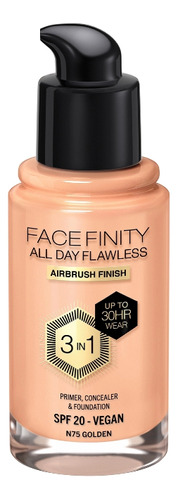 Base de maquillaje líquida Max Factor FaceFinity All Day Flawless tono n75 golden
