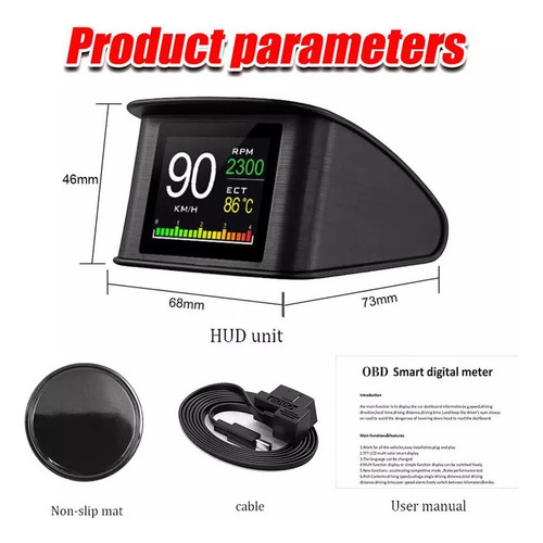 Aviso Digital De Velocidade De Temperatura Obd2 P10 Hud