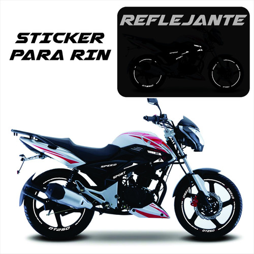 Sticker Reflejantes Para Rines Moto Italika Dt250 Sport