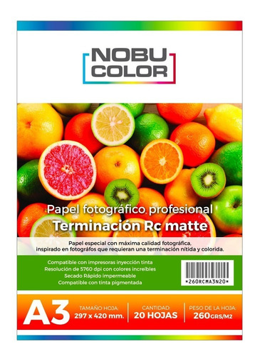 Papel Foto Matte Profesional Rc A3 260 Gr. - 20 Hojas