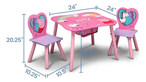 Set Infantil De Mesa Mesita Con 2 Sillas Peppa Pig Niña
