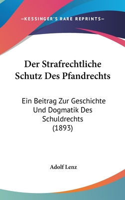 Libro Der Strafrechtliche Schutz Des Pfandrechts: Ein Bei...