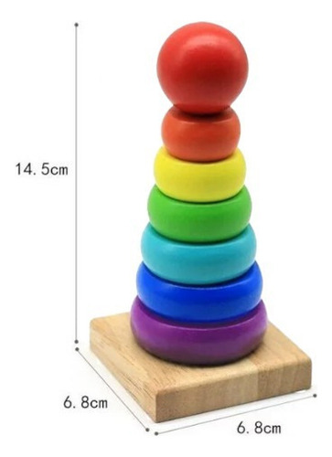 Juguete Montessori Piramide Circular De Madera Multicolor