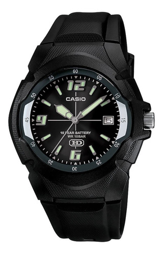 Reloj Casio Hombre Casio Mw-600f Calendario Cuarzo Original Color de la correa Negro Color del bisel Plateado Color del fondo Negro