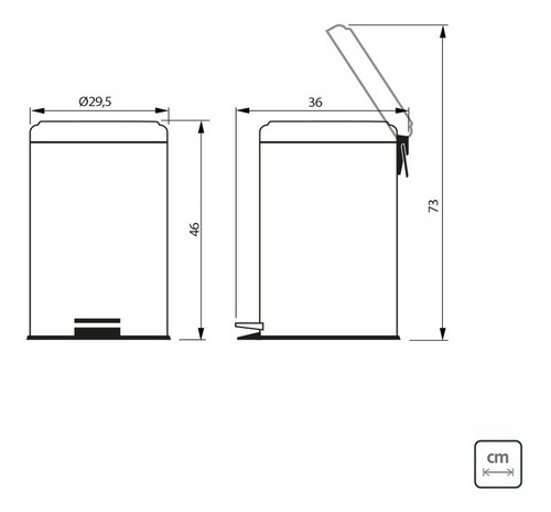 Imagen 3 de 9 de Cesto Tacho Basura Acero Inoxidable Pedal 20 Lts Tramontina