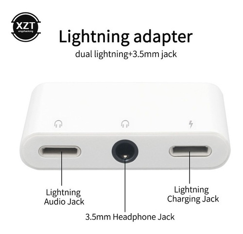 Lightning Adaptador 3en1 Audio 3.5mm, Musica Y Carga iPhone