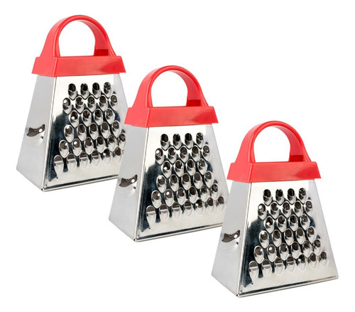 Mini Rallador Cuatro Caras Acero Inox Queso Verdura 3 Piezas