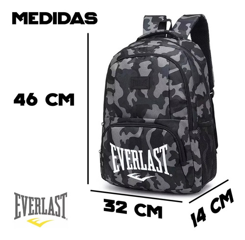 Imagen 3 de 10 de Mochila Everlast Camu - Negra - Verde 21274