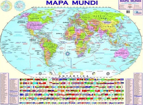 Mapa Mundi - Planisfério Político -117 X 89 Cm- Frete Grátis