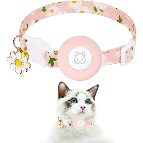 Collar Gato Soporte Impermeable Airtag, Rosa