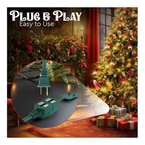 Cable De Extensión Verde De 15 Pies Para Árbol De Navidad, 3