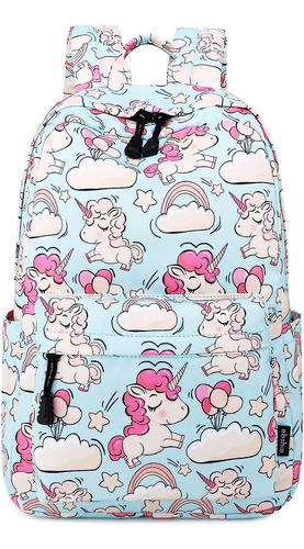 Mochila Para Ninos - Celeste Unicornios