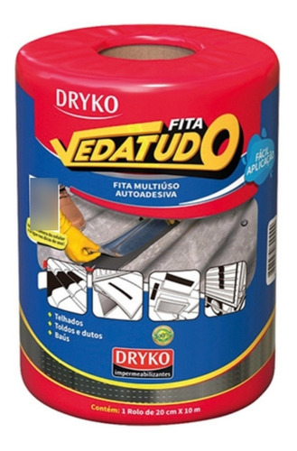 Fita Dryko 20cm por 10m cor metalizado liso