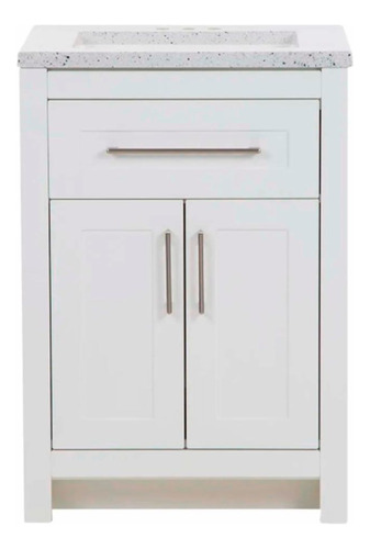 Gabinete Para Baño De Piso Clady Blanco 24 PuLG Con Lavabo Mueble Blanco/gris Humo