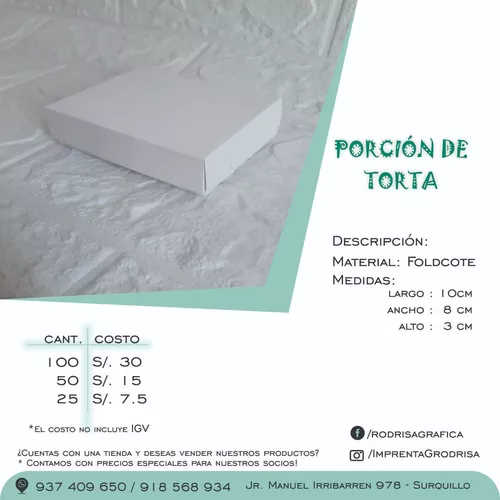 Caja para porciones de tarta