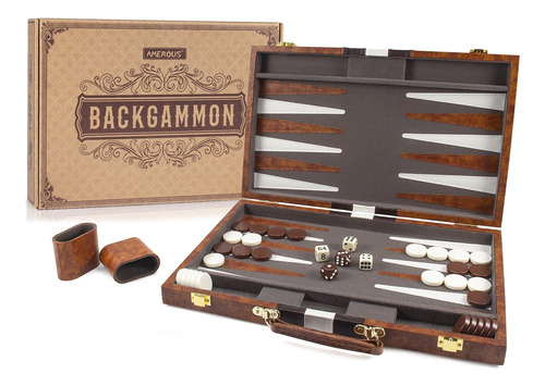 Amerous Juego De Backgammon Clsico De 15 Pulgadas Con Funda