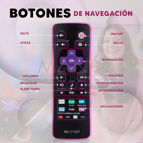 Control Compatible Con LG Tcl R0ku-t1107a Philps Hitachi Haie Incluye 4 Pilas Divitech® AAA