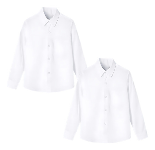 2 Camisas Escolar Blanca Uniforme Manga Larga Vestir Formal