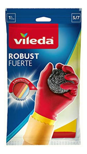 Vileda 145885 Guante Fuerte, Moderno, Color Rojo/amarillo,