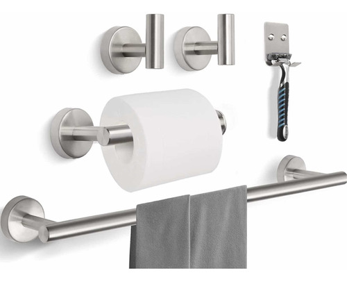 Imagen 6 de 6 de Kit Accesorios Para Baños Negro Mate Acero Inoxidable