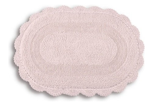 Tapete Crochê Dupla Face Oval 60x90cm - Kacyumara Cor Rosa Desenho Do Tecido Geométrico