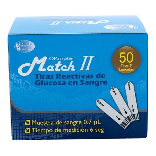 Tiras De Glucometria Okmeter Match Ii Con Lancetas 