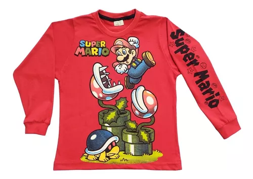 Camiseta Infantil Estampa Super Mário - Tam 3 a 10 Anos Vermelho