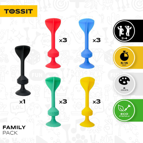 Juego De Dardos Con Ventosa, Pack Familiar De 4 Colores