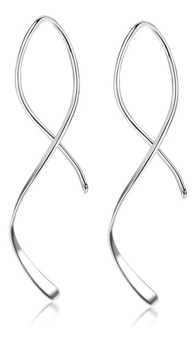 Aretes De Hilo Espiral De Plata Esterlina 925 Hechos Ma...