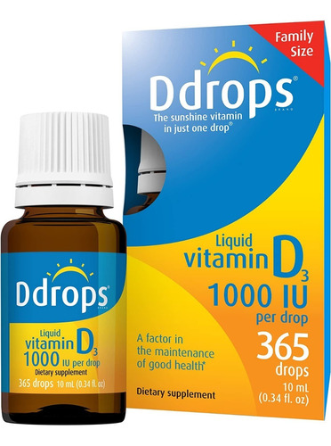 D Drops Vitamina D3 1000iu Para Adultos 365 Gotas Sabor Coco