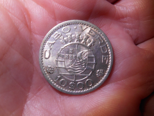 Moeda 10 Escudos 1953 Cabo Verde Em Prata Soberba - Única Ml (Usado)