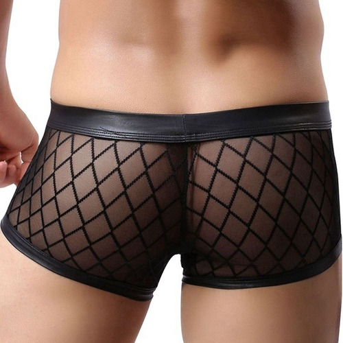 Ropa Interior Hombre  Sexy Hot Boxer Malla Cuadros