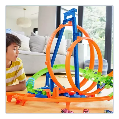 Brinquedo Pista Grande Hot Wheels Espiral De Batidas - Loop Triplo