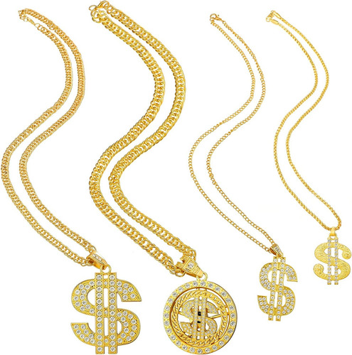 Yaomiao 4 Collares De Oro Con Signo De Dólar Para Hombre, Co