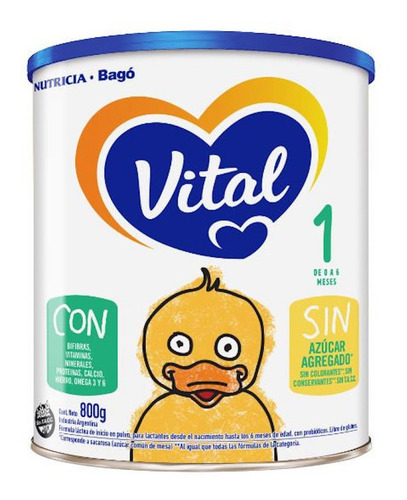 Imagen 1 de 1 de Leche de fórmula en polvo Nutricia Bagó Vital 1 en lata de 800g - 0 a 6 meses