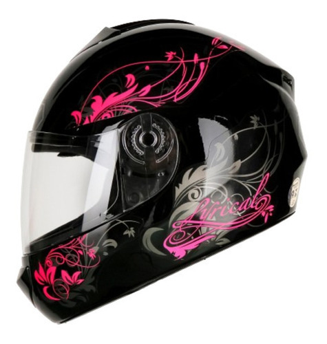 Capacete Moto Tamanho Pequeno Fly Young Lyrical Tamanho Do Capacete 54 Cor Preto Brilhante Rosa