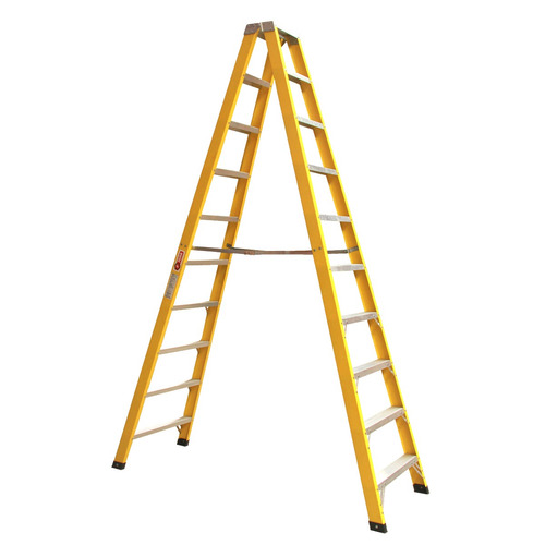 Escalera Plegable Fibra De Vidrio Doble Lado 304 Cm 150 Kg