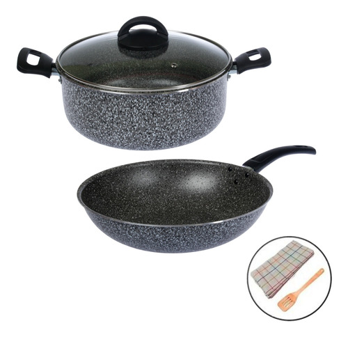 Olla Cacerola 24 Cm Tapa Wok 28 Cm Antiadherente Aston