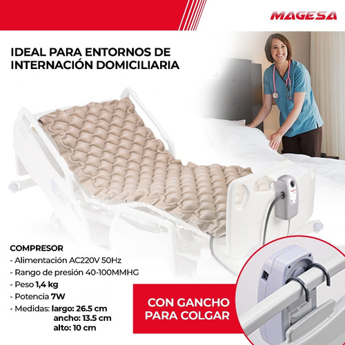 Imagen 2 de 8 de Colchón Antiescaras Con Motor Compresor Secuencial 130 Kg