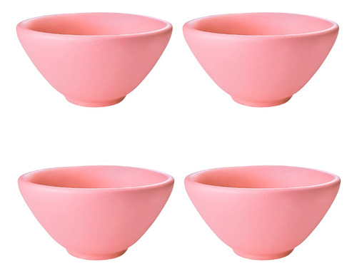 Conjunto C/ 4 Bowls Cumbuca Porcelana 220ml Acetinado Fosco Cor Rose