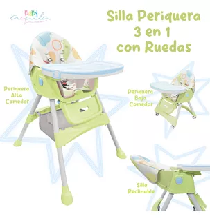 Silla Periquera Alta 3 En 1 Con Ruedas Aquila Color Verde