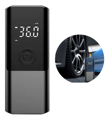 Mini Compresor Aire Electrico Recargable Auto Moto Bici Luz Negro 50/60 Monofásica