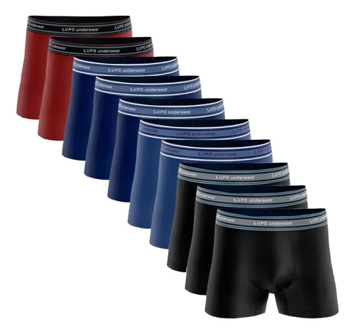 Kit 10 Cueca Boxer Lupo Algodão Box Atacado Masculina Preta