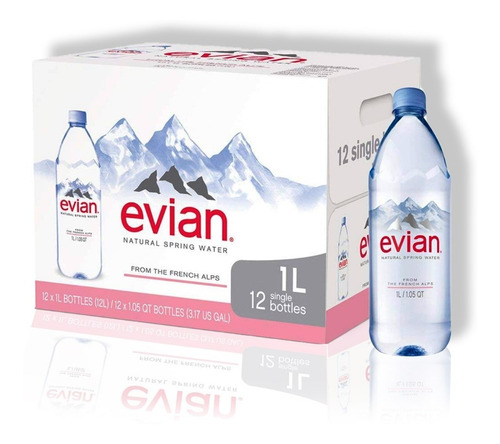 Imagen 1 de 7 de Evian Agua Mineral Sin Gas Caja X12u 1lt.