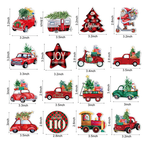 Maitys 16 Piezas Adornos De Camión Rojo Navidad De Navidad